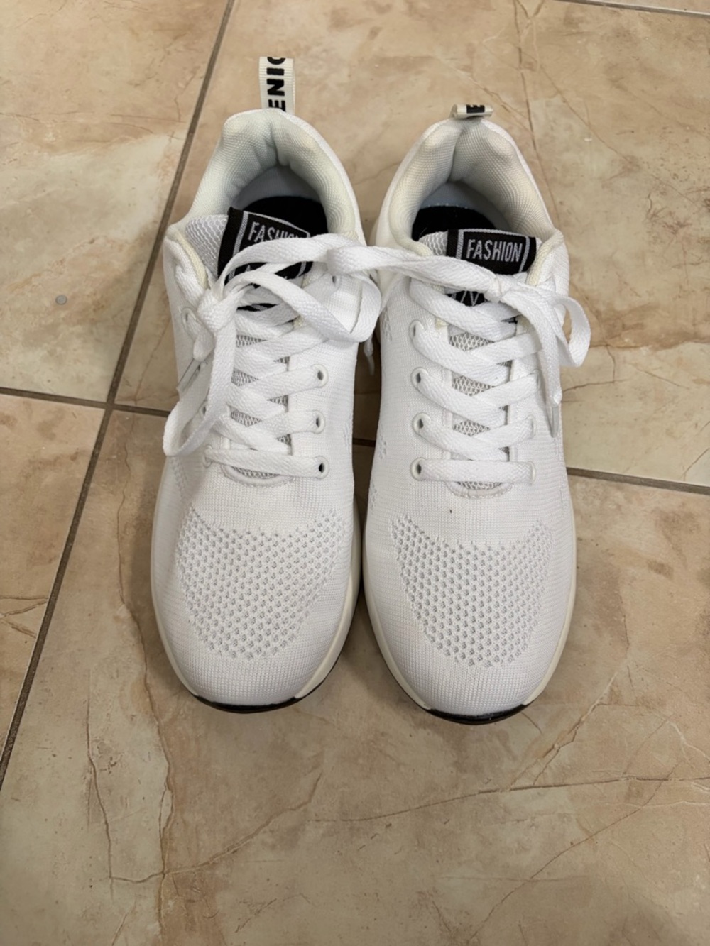 Fashion Nova White Women's Knit Athletic Sneakers